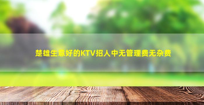 楚雄生意好的KTV招人中无管理费无杂费